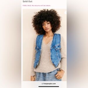 NWT FREE PEOPLE ..SOLD OUT! Florence Ranch Sherpa lined Denim Vest  Size Medium